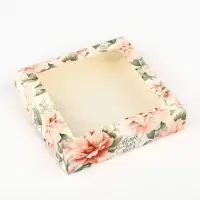 Коробка с окном &laquo;Нежность&raquo;, 20&times;20&times;4 см, самосборная