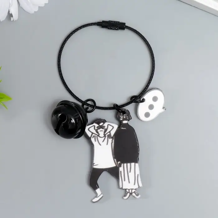 Брелок акрил на тросе с колокольчиком Брелок акрил на тросе с колокольчиком "Парочка. Миллениалы" 10х5 см