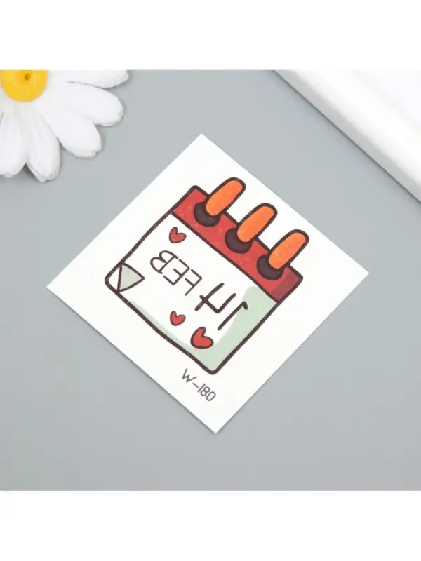 Переводная тату цветная «Календарь. День Влюблённых», временная татуировка, 6×6 см