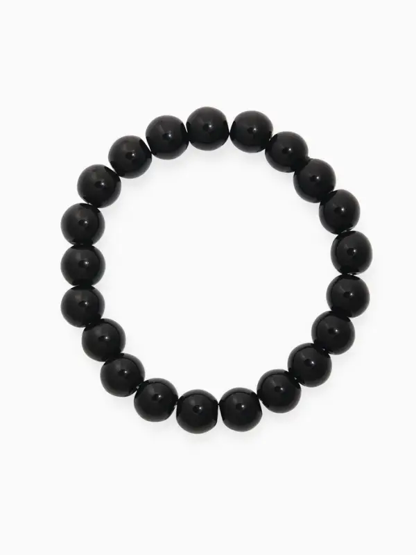 Набор браслетов из бусин &laquo;Гематит и Агат&raquo;, 2 шт. шар №8, №10, чёрный, металлик