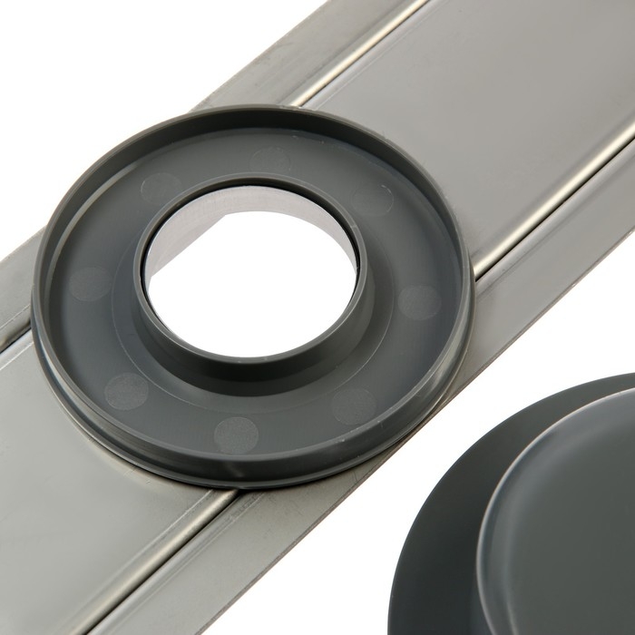 Трап ZEIN engr, c флaнцeм свободного вращ 360°, 7*40 см, d=40/50 мм, нерж сталь, сатин