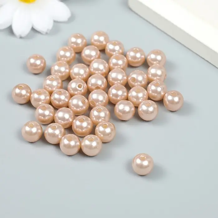 Бусины для творчества пластик Бусины для творчества пластик "Жемчужный шарик" кремовый набор 20 гр d=1 см