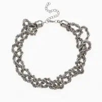 Колье &laquo;Цепь&raquo;, косичка, цвет глянцевое серебро, 40 см