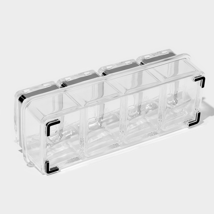 Набор для специй Набор для специй "Glace" 4 контейнера по 200 мл, 4 ложечки в комплекте