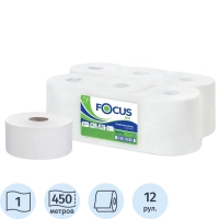 Бумага туалетная д/дисп Focus Eco Jumbo 1сл белая 450м 12рул/уп_5050785