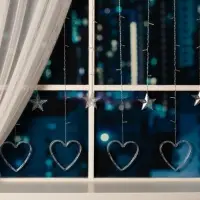 Гирлянда &laquo;Бахрома&raquo; 2.4&times;0.9 м с насадками &laquo;Сердце&raquo;, IP20, прозрачная нить, 186 LED, свечение мульти, 8 режимов, 220 В