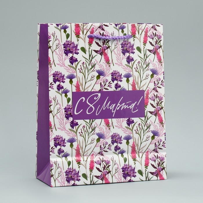 Пакет подарочный ламинированный, упаковка, «С 8 марта!», MS 18 х 23 х 8 см Пакет подарочный ламинированный, упаковка, «С 8 марта!», MS 18 х 23 х 8 см