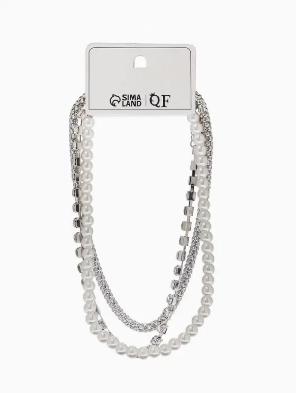 Чокеры &laquo;Стиль&raquo;, набор 3 шт. бусины №8, со стразами, тянется, 35 + удлинитель 5 см, белый в серебре