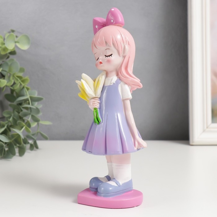 Сувенир полистоун  Сувенир полистоун "Мальчик/Девочка с белыми цветами" МИКС 6,5х7х19,5 см