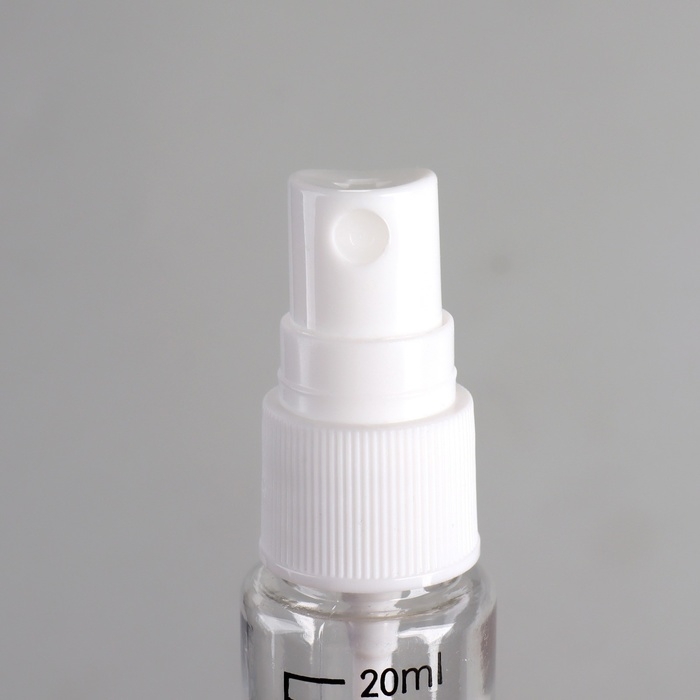 Бутылочка для хранения, с распылителем, со шкалой деления, 20 мл, цвет белый/прозрачный Бутылочка для хранения, с распылителем, со шкалой деления, 20 мл, цвет белый/прозрачный