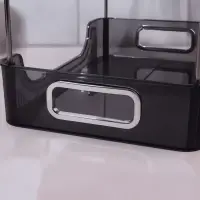 Органайзер для хранения, с ручками, 2 секции, 31&times;20&times;29 см, цвет чёрный, серебристый