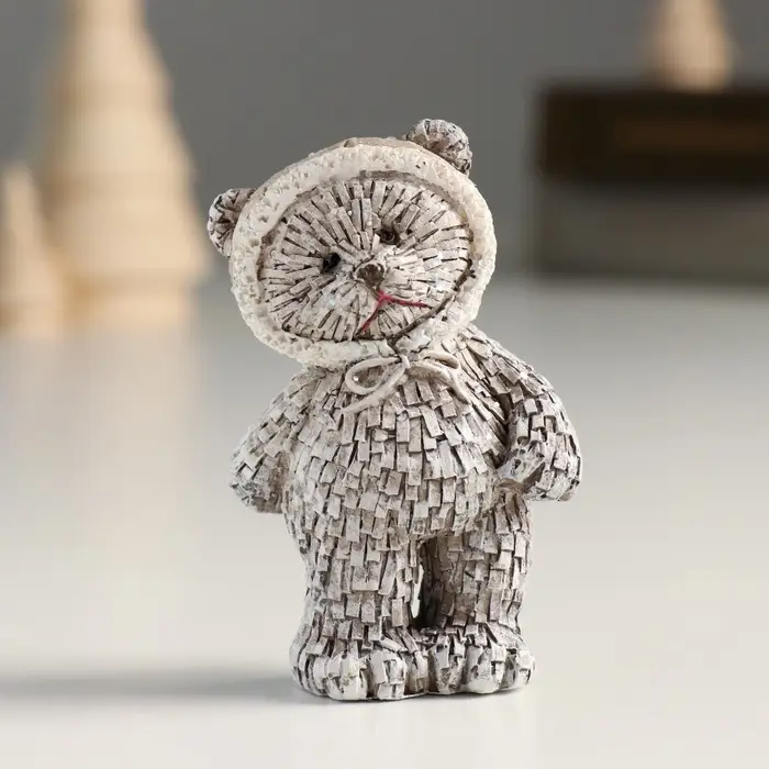 Фигурка полистоун &laquo;Мишка в шапке; колпаке, стоит&raquo;, серый, 4&times;3&times;7 см, МИКС