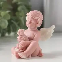 Сувенир "Ангелочек с котенком", 7,2см