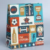 Пакет подарочный ламинированный, упаковка, &laquo;С 23 февраля&raquo;, ML 21&times;25&times;8 см
