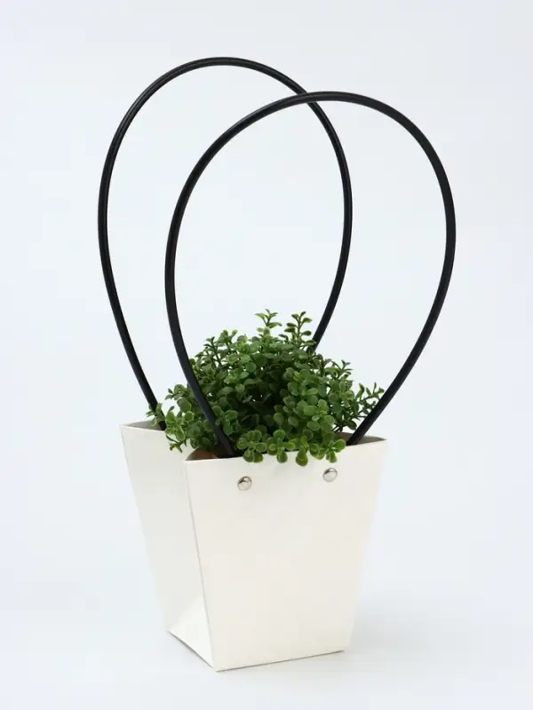 Сумка для цветов тиснение Белая влагостойкая, 12&times;12 - 8&times;8 - 12.5 см