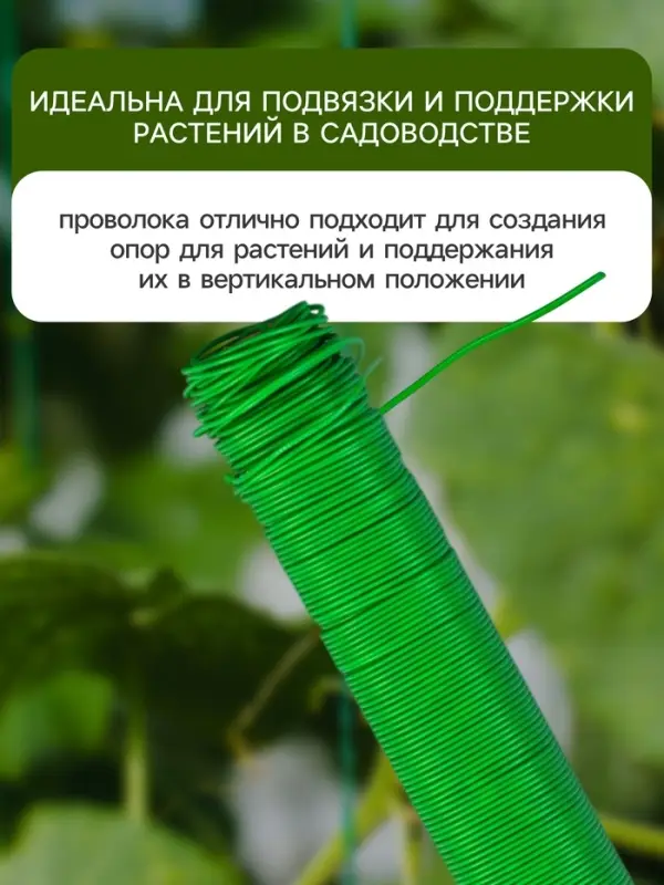 Проволока для подвязки растений, 50 м, металл, зелёная, Greengo
