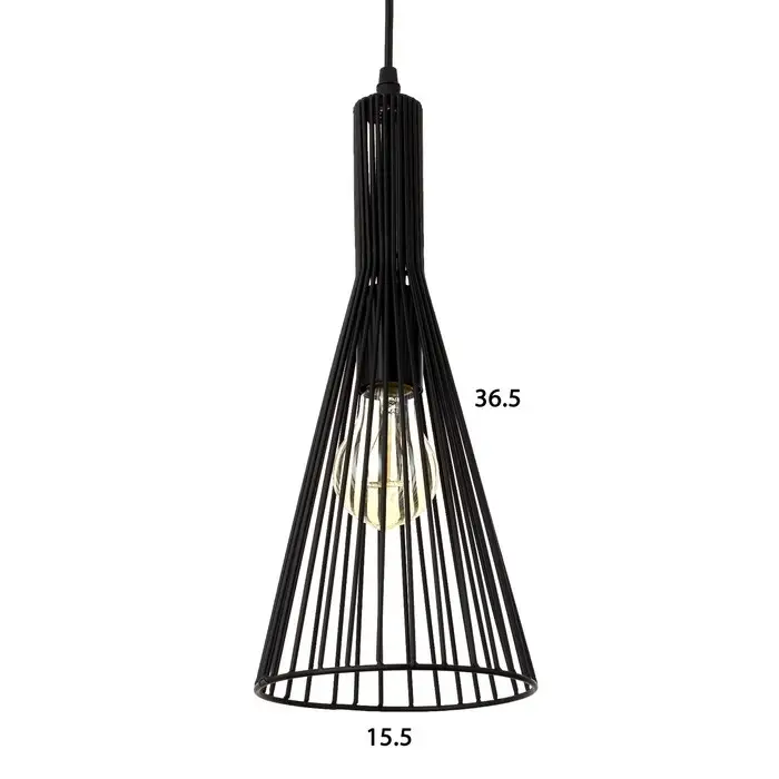 Светильник подвесной BayerLux &laquo;Конус&raquo;, 1&times;40 Вт, E27, чёрный, 15.5&times;15.5&times;110 см
