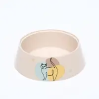 Миска для кошек &laquo;Мур-мяу&raquo;, 300 мл, 14.5&times;14.5&times;4 см, пластик, бежевая