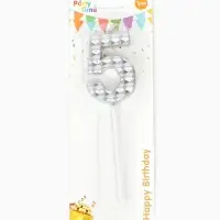 Свеча для торта &laquo;Элемент&raquo;, цифра "5" серебро