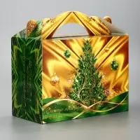 Подарочная новогодняя коробка «Праздничный шелк» в зеленом, 25×12×24 см Подарочная новогодняя коробка «Праздничный шелк» в зеленом, 25×12×24 см