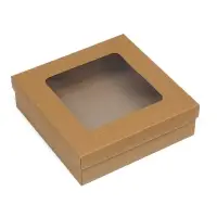 Коробка подарочная складная, упаковка, крышка - дно, с окном, крафт, 20&times;20&times;6 см