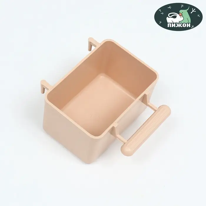 Кормушка для птиц, 8&times;5&times;4.5 см, большая, прямоугольная, в клетку, пластик, бежевая