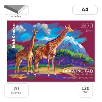 Альбом для рисования А4, 20 листов, блок 120 г/м², на клею, Erich Krause "Safari", 100% белизна, твердая подложка