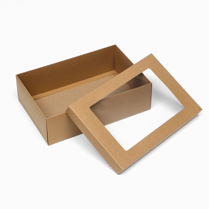 Коробка подарочная складная, упаковка, крафт, с окном, 30 х 20 х 9 см Коробка подарочная складная, упаковка, крафт, с окном, 30 х 20 х 9 см