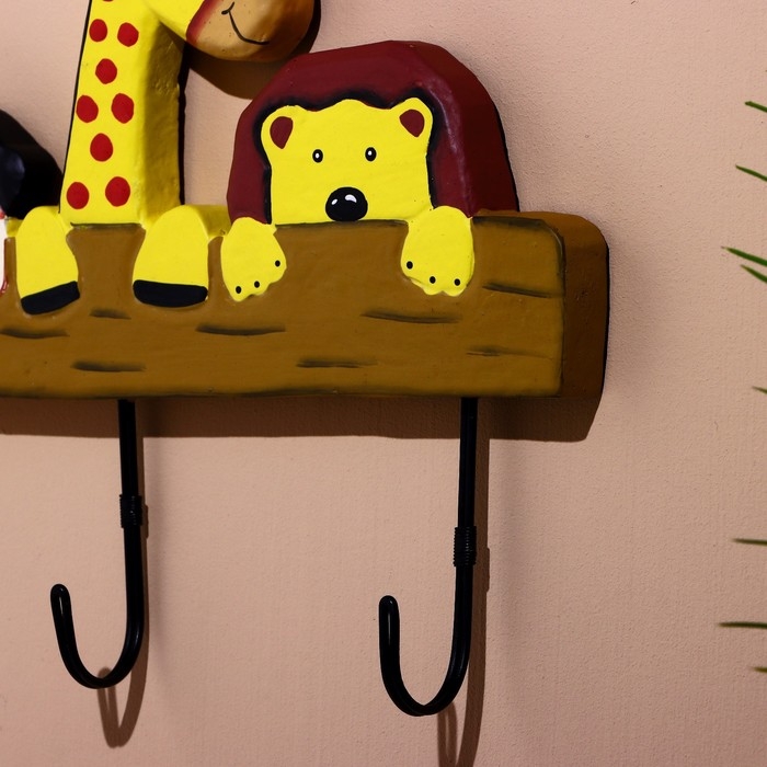 Вешалка Вешалка "Зверята" дерево (3 крючка) 30 см