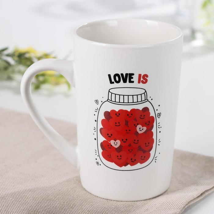 Кружка фарфоровая Доляна «Баночка любви», 380 мл, цвет белый Кружка фарфоровая Доляна «Баночка любви», 380 мл, цвет белый