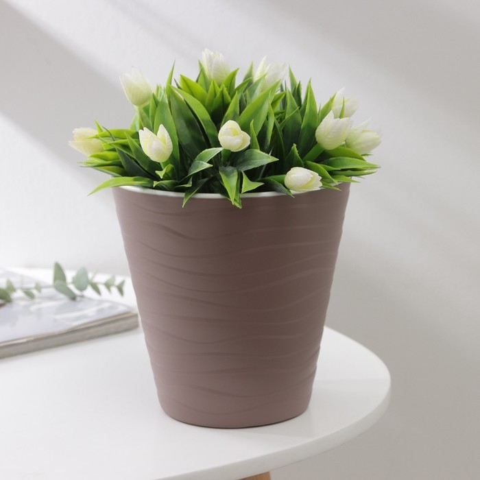 Кашпо для цветов со вставкой «Валенсия», 2 л, цвет мокко Кашпо для цветов со вставкой «Валенсия», 2 л, цвет мокко