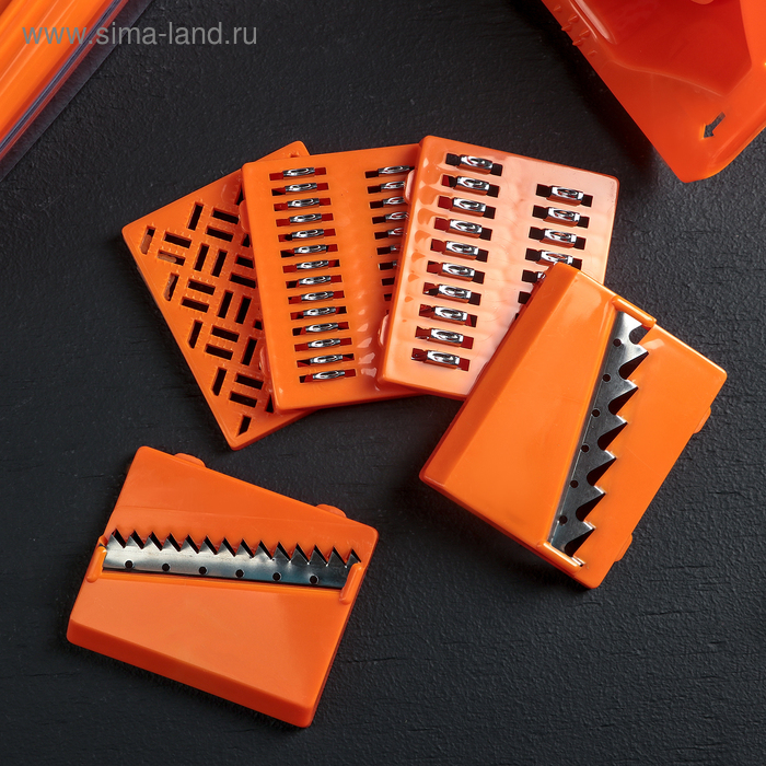 Набор для резки овощей №1, с 6 насадками, овощедержателем и контейнером Набор для резки овощей №1, с 6 насадками, овощедержателем и контейнером