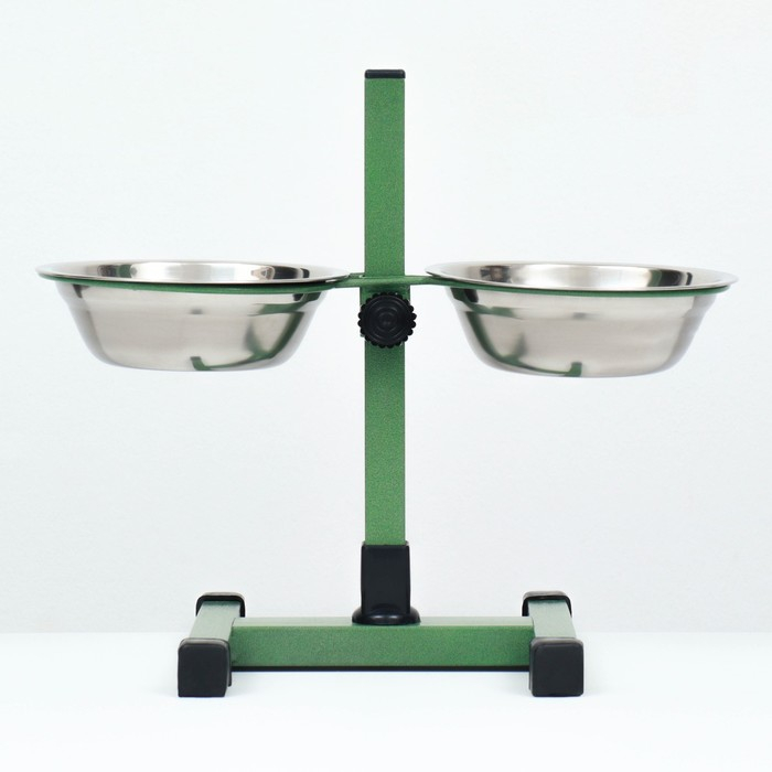 Подставка с мисками, 2 х 500 мл, высота 30 см, разборная, зелёная Подставка с мисками, 2 х 500 мл, высота 30 см, разборная, зелёная