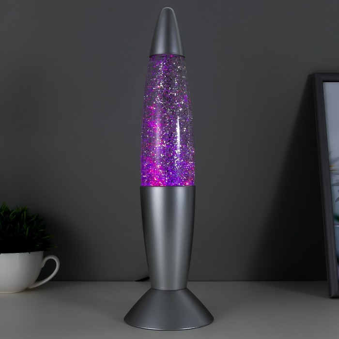 Светильник  Светильник "Тайфун" LED, лава, блёстки, серебро 35,5 см RISALUX