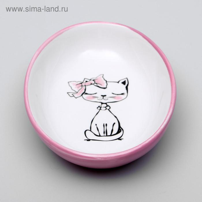 Блюдце керамическое  Блюдце керамическое "Милая киса" 200 мл  15,7 х 11,3 х 3,8 см, розовая