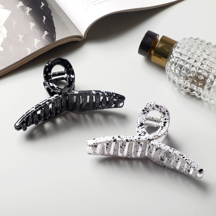 Краб для волос Краб для волос "Пелагея" петля, 10 см, белый чёрный