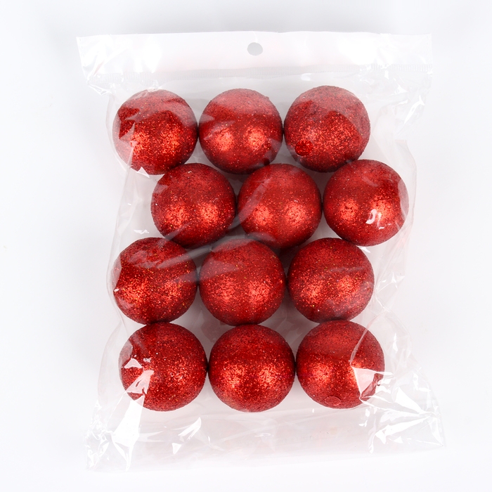 Новый год! Фигурка для поделок и декора «Шарик», набор 12 шт., размер 1 шт. — 4 см., цвет красный Новый год! Фигурка для поделок и декора «Шарик», набор 12 шт., размер 1 шт. — 4 см., цвет красный