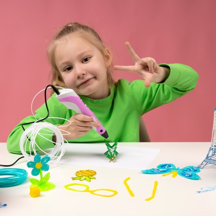 3D ручка Luazon, дисплей, работа с пластиком ABS и PLA, пластик в комплекте, розовая 3D ручка Luazon, дисплей, работа с пластиком ABS и PLA, пластик в комплекте, розовая