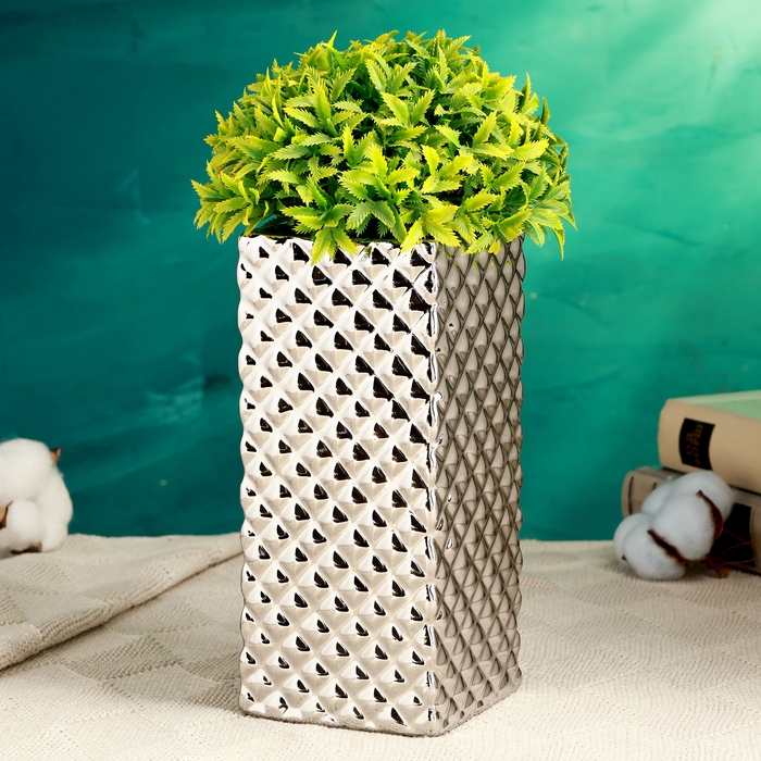 Кашпо - ваза  Кашпо - ваза "Кристи" серебро, 9х9х20см