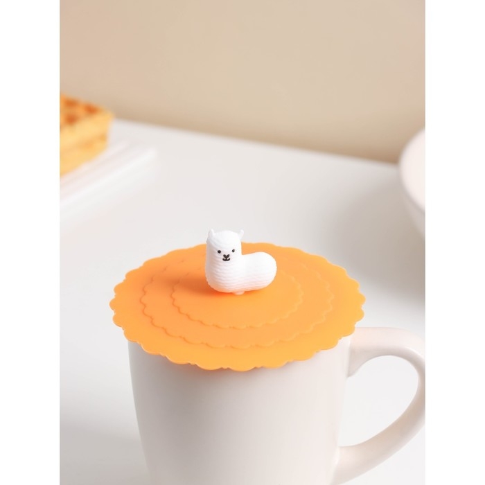 Крышка - непроливайка силиконовая Доляна «Лама», d=10 см, цвет оранжевый Крышка - непроливайка силиконовая Доляна «Лама», d=10 см, цвет оранжевый