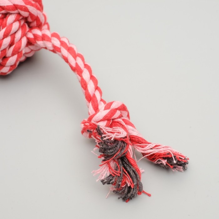 Игрушка канатная Игрушка канатная "Большой шар" (7 см) с ручками, 32 см, до 80 г, микс цветов