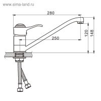 Cмеситель для кухни Accoona A4115, однорычажный, с гайкой, латунь, хром