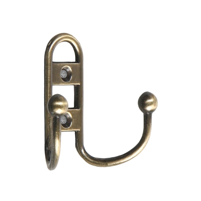 Крючок мебельный ТУНДРА TKD017, двухрожковый, бронза Крючок мебельный ТУНДРА TKD017, двухрожковый, бронза