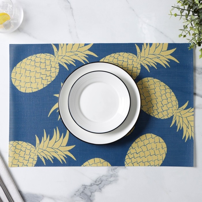 Салфетки сервировочные на стол Доляна Memory, 2 шт, 45×30 см, цвет синий Салфетки сервировочные на стол Доляна Memory, 2 шт, 45×30 см, цвет синий