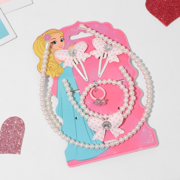 Комплект детский «Выбражулька» 6 предметов, бантик, цвет белый Комплект детский «Выбражулька» 6 предметов, бантик, цвет белый