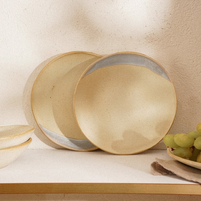 Набор тарелок фарфоровых SL Home «Волный Сардинии», d=27,5 см, цвет бежевый Набор тарелок фарфоровых SL Home «Волный Сардинии», d=27,5 см, цвет бежевый