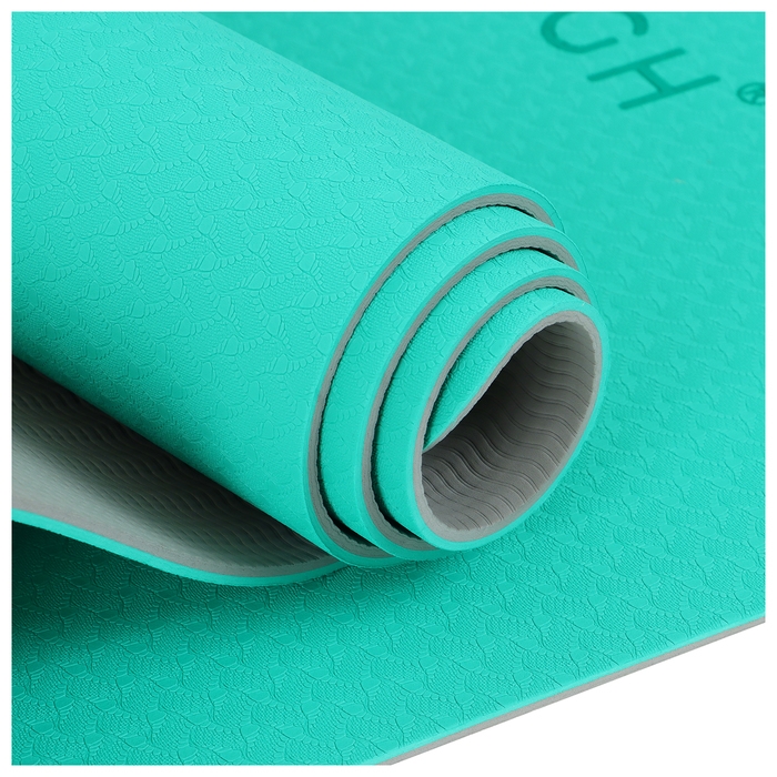 Коврик для йоги Sangh, 183х61х0,6 см, цвет мятный/серый Коврик для йоги Sangh, 183х61х0,6 см, цвет мятный/серый