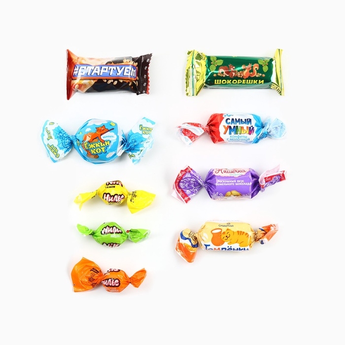 Сладкий детский новогодний подарок &laquo;Котик&raquo;, конфеты и маршмеллоу, 250 г.