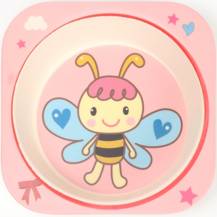 Набор бамбуковой посуды «Бабочка», 5 предметов: тарелка, миска, стакан, вилка, ложка Набор бамбуковой посуды «Бабочка», 5 предметов: тарелка, миска, стакан, вилка, ложка