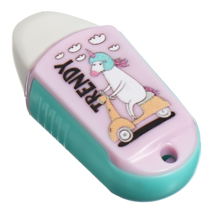 Точилка пластиковая с ластиком MESHU Точилка пластиковая с ластиком MESHU "Unicorn", 1 отверстие, МИКС